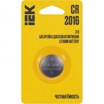 Элемент питания дисковый литиевый IEK CR2016 (блист.1шт) ABT-CR2016-OP-L01