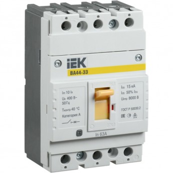 Выключатель автоматический IEK ВА44-33 3Р 63А 15кА - SVA4410-3-0063 Выключатель автоматический IEK ВА44-33 3Р 63А 15кА - SVA4410-3-0063